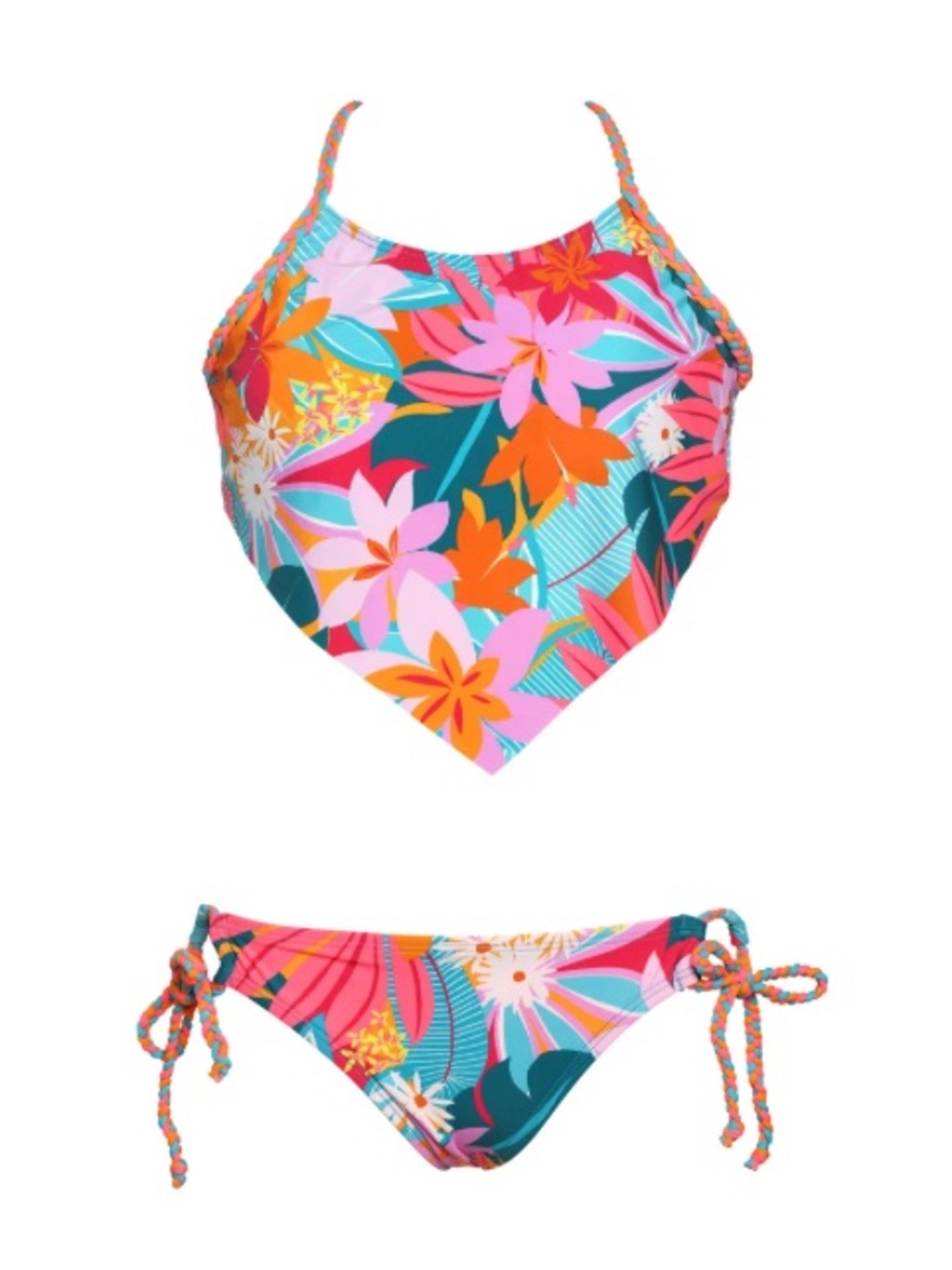 HOBIE Girls Aloha Tropics Bikini Set w Scarf Style Top Youth Girls Size 14